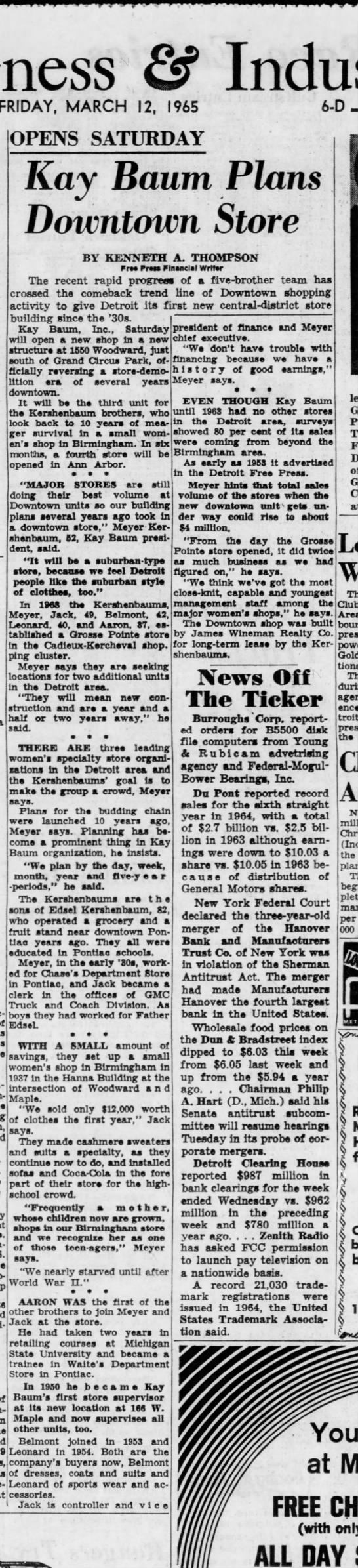 Kay Baum - March 1965 Article (newer photo)